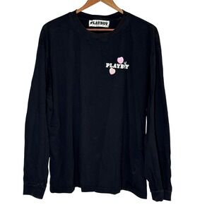 Playboy PacSun Long Sleeve Tee Black Graphic Heart Logo Men's L Streetwear
